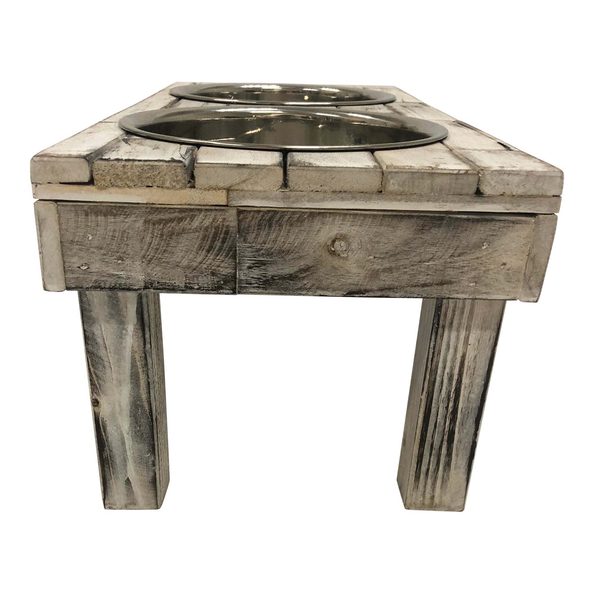 Huntley Berjen Table Double Feeder, Small Whitewash | 02190