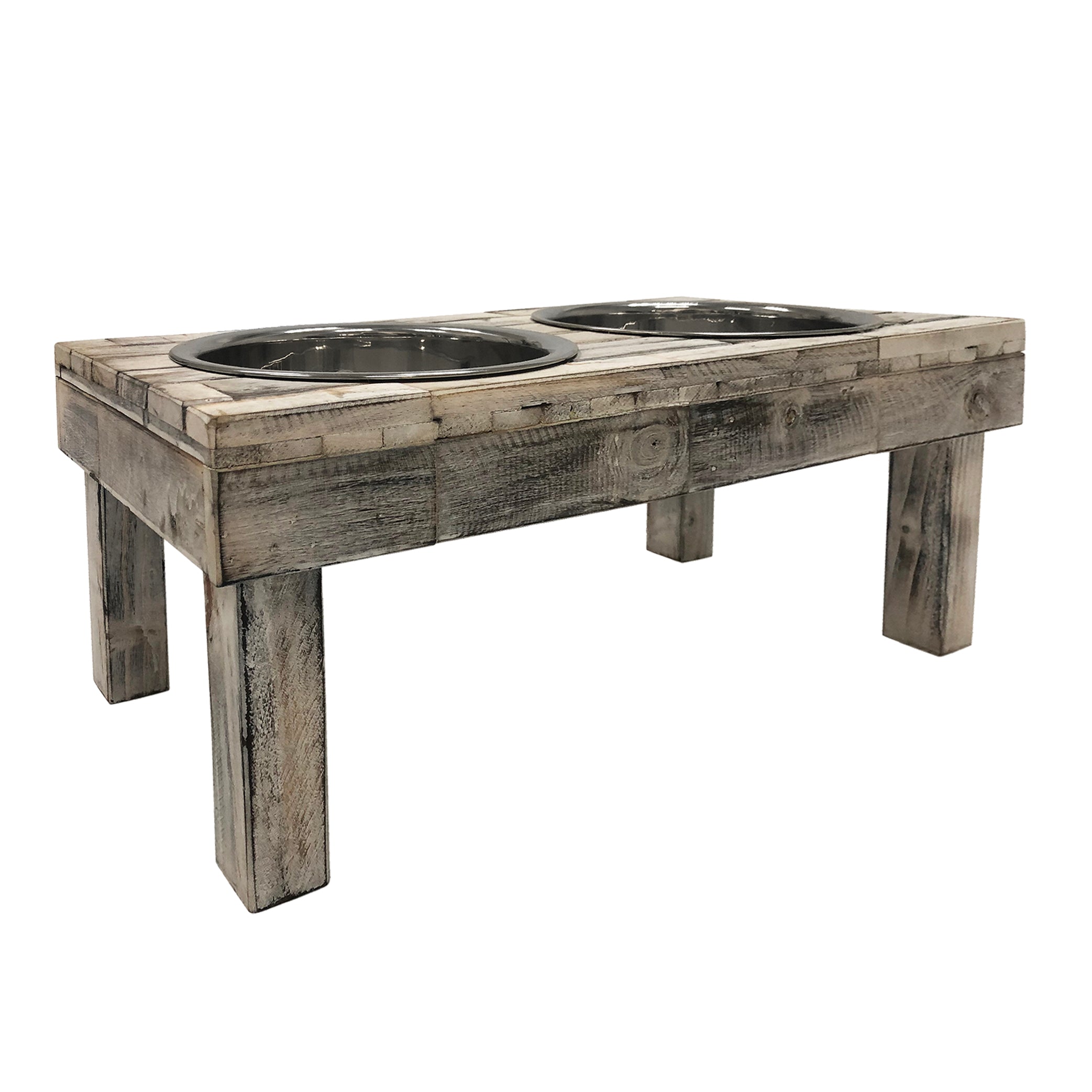 Huntley Berjen Table Double Feeder, Small Whitewash | 02190