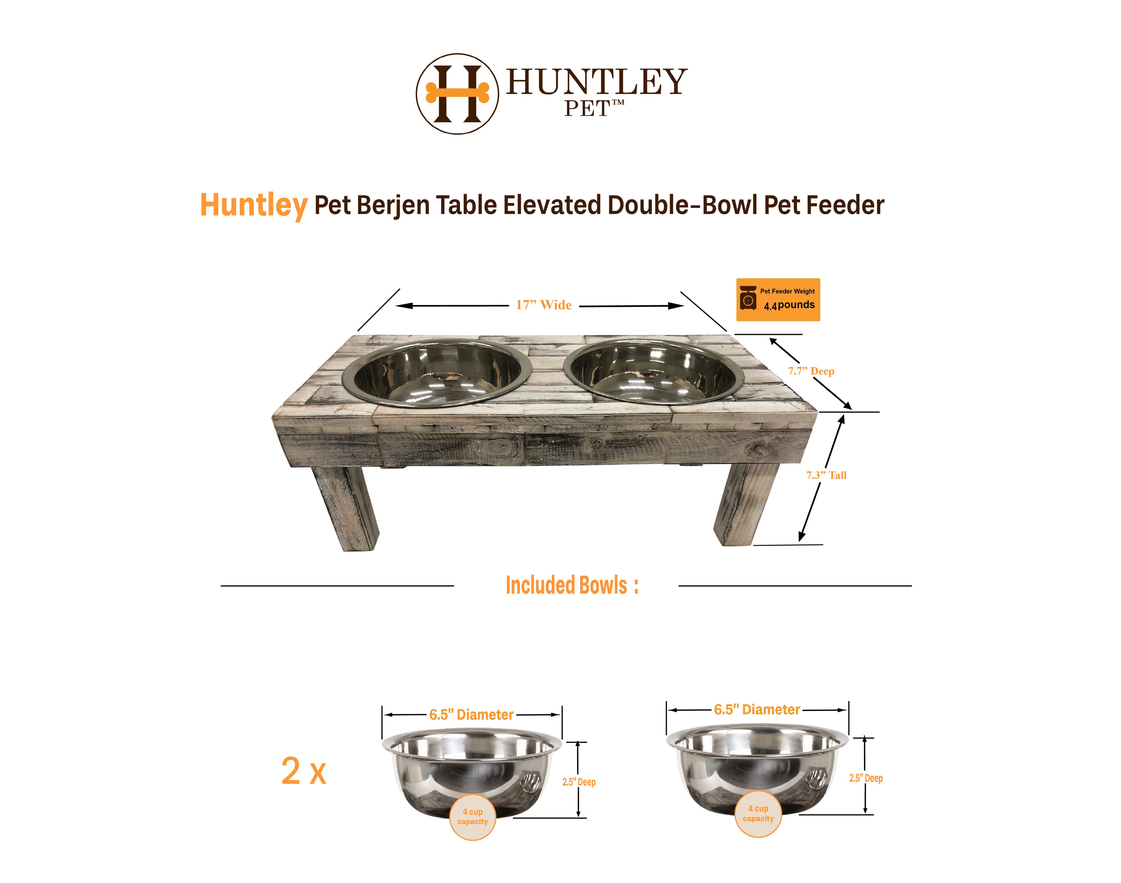 Huntley Berjen Table Double Feeder, Small Whitewash | 02190