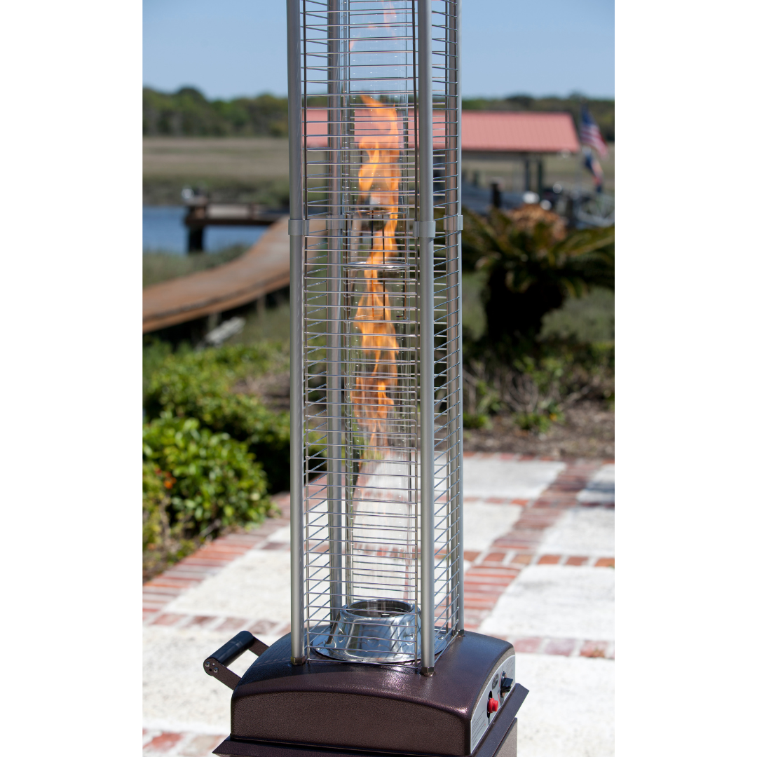 Hammered Bronze Finish Square Flame Patio Heater | 62224
