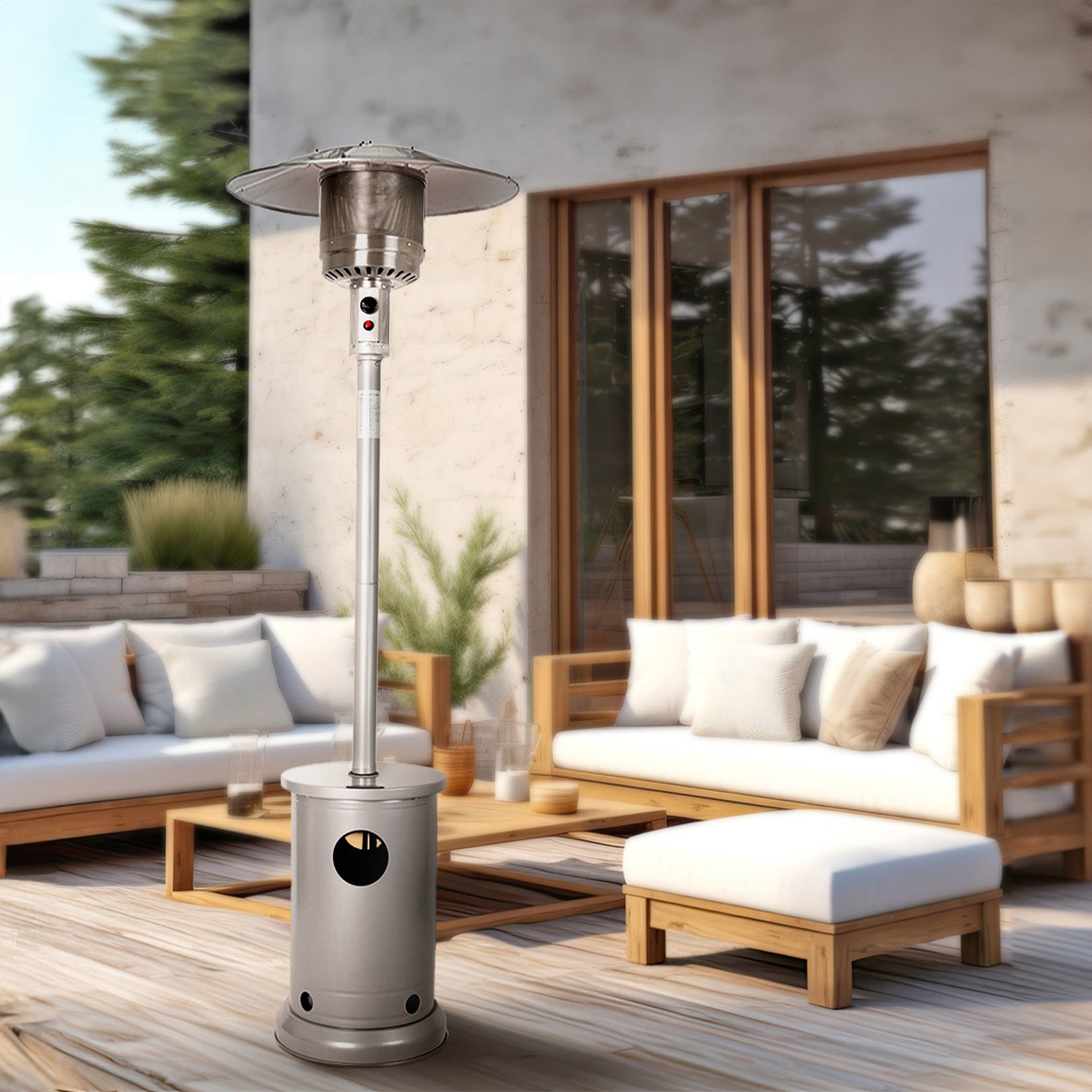 48,000 BTU Propane Gas Patio Heater With Table and Protective Cover - bjs.com Exclusive | 66496