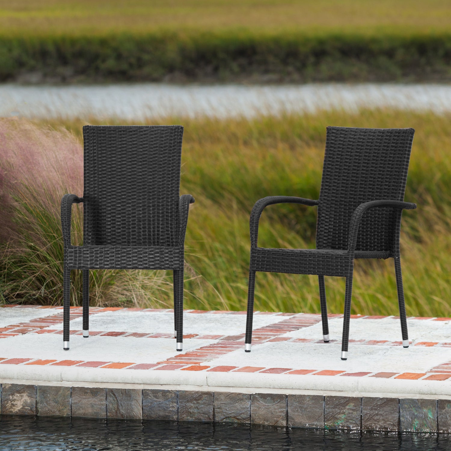 Morgan Outdoor Wicker Chair - Black - Set of 4 | 63166