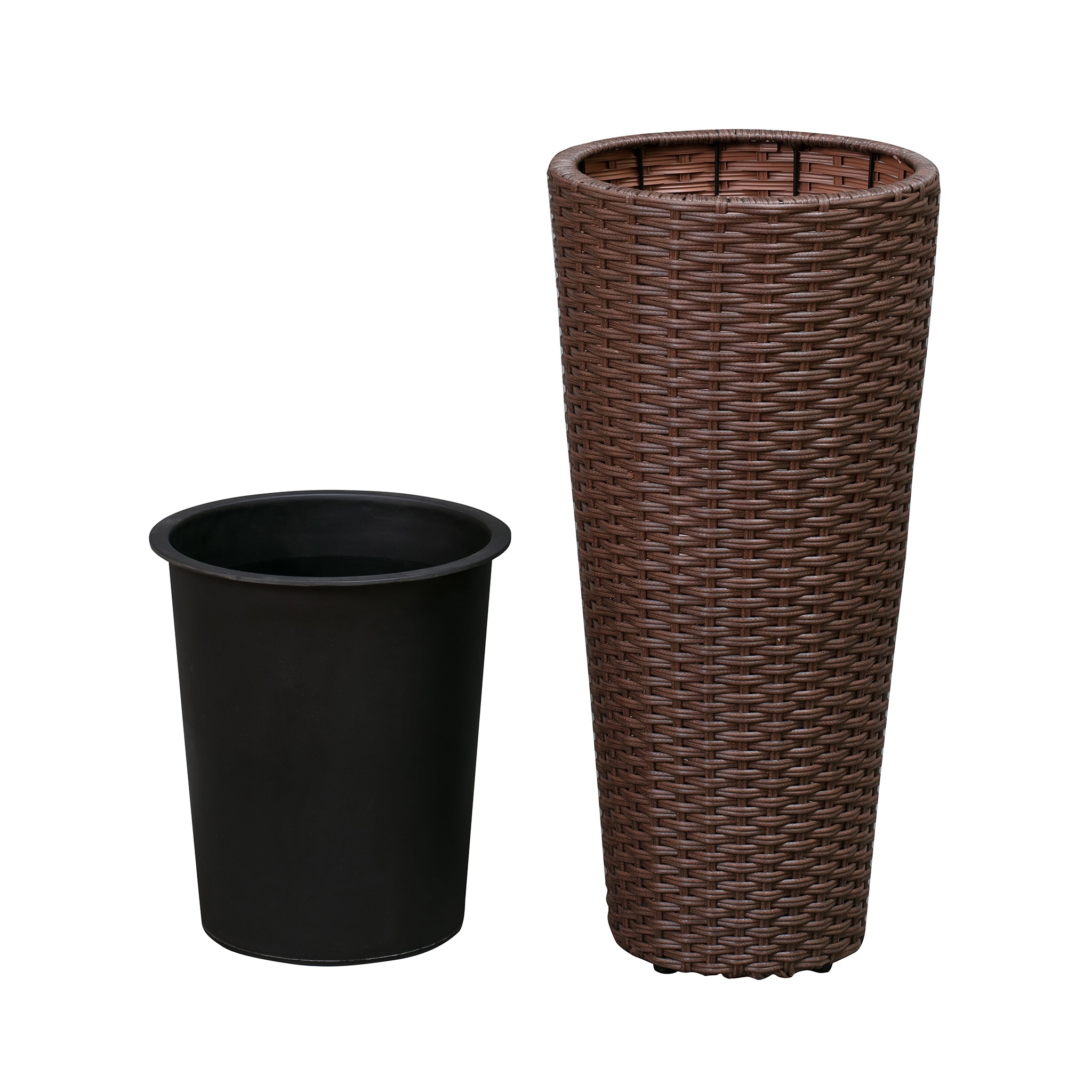 Noah Round Wicker Planter 2-piece Set in Mocha | 63543