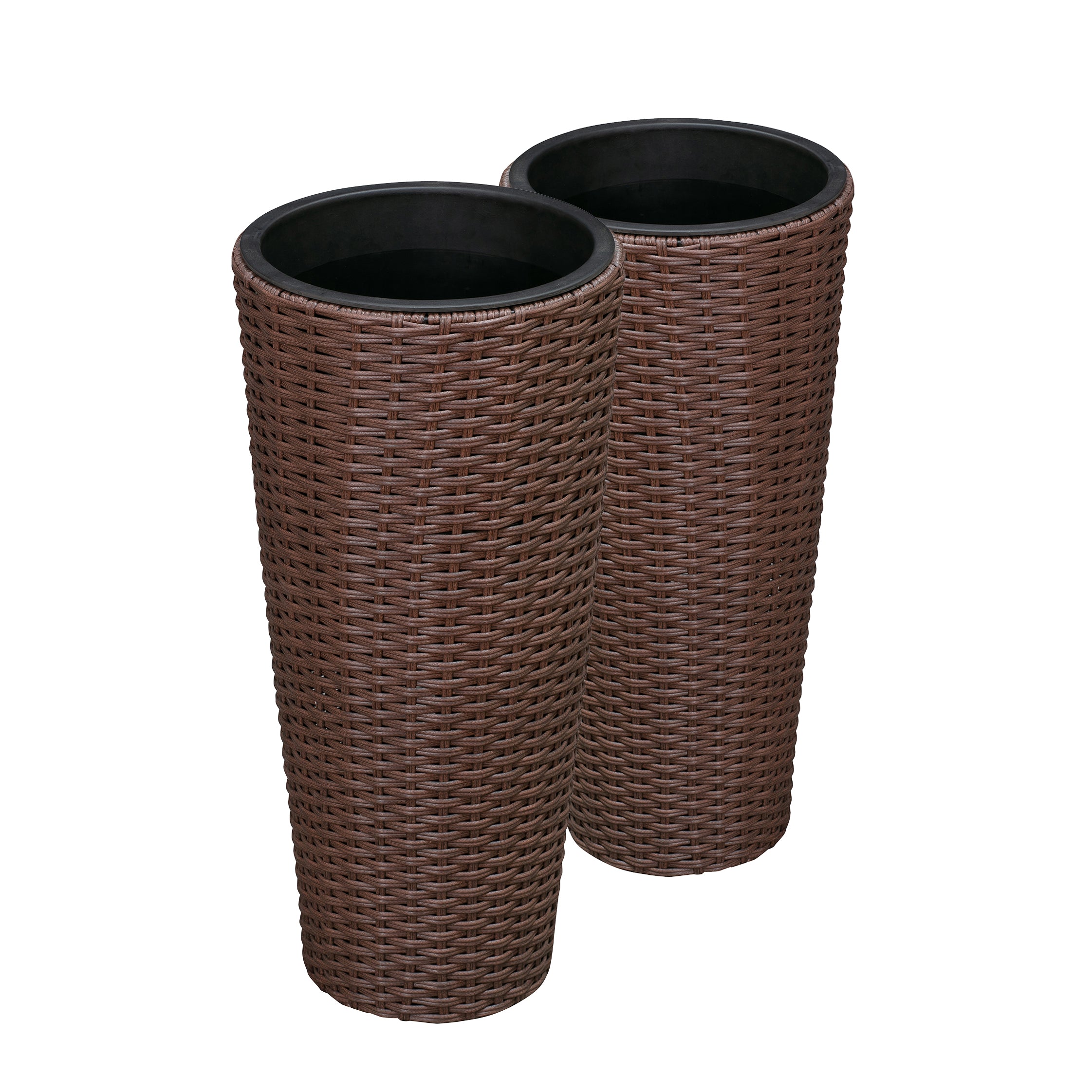 Noah Round Wicker Planter 2-piece Set in Mocha | 63543