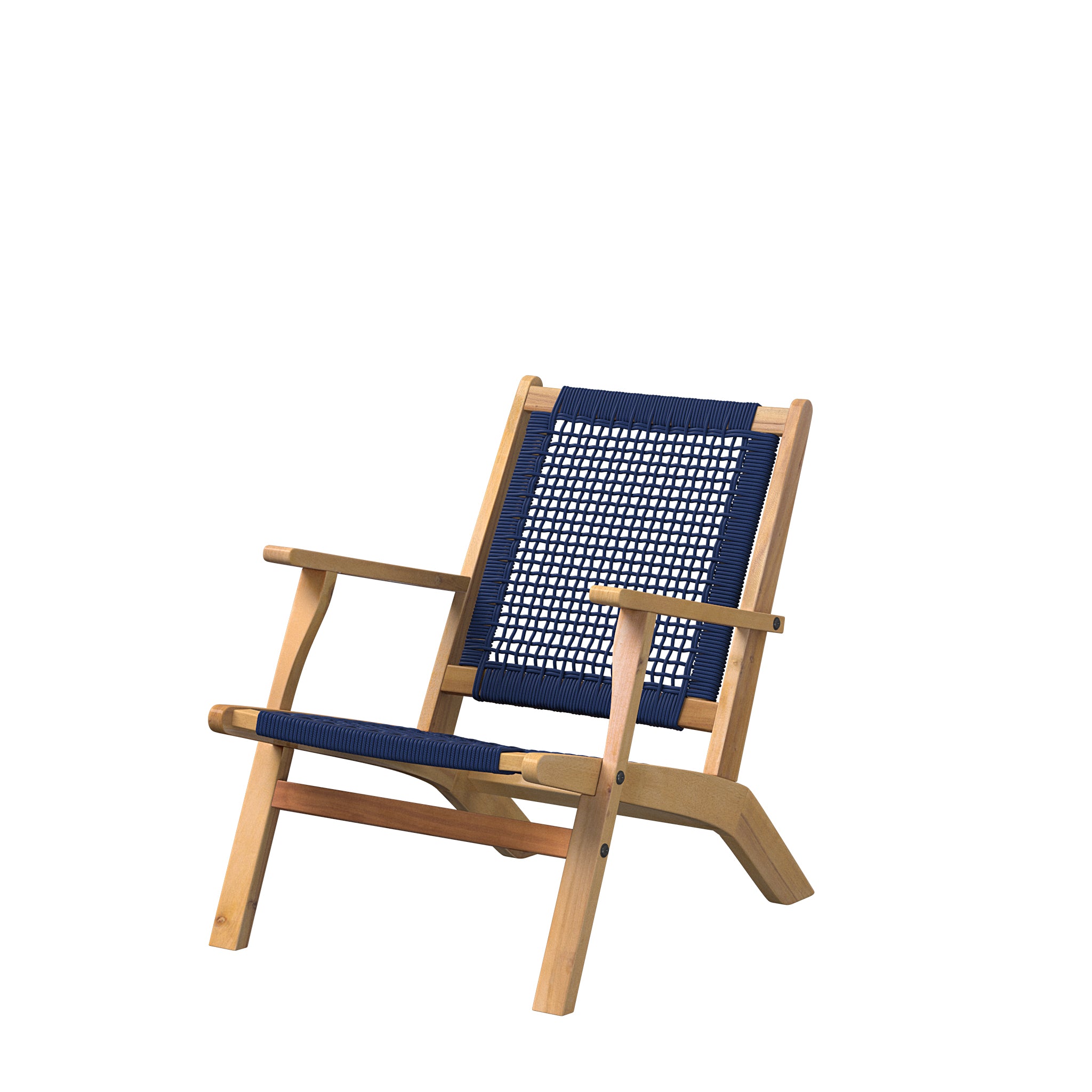Vega Natural Stain Outdoor Chair in Navy Blue Cording | 63634