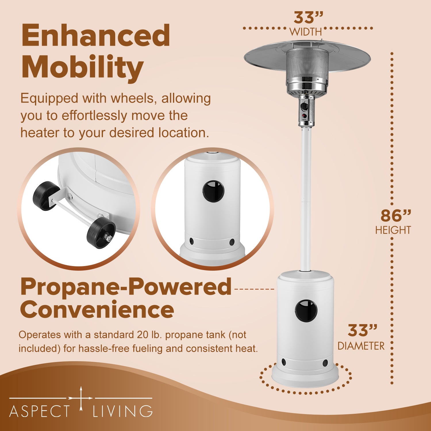 Matte White Finish Patio Heater | 67132