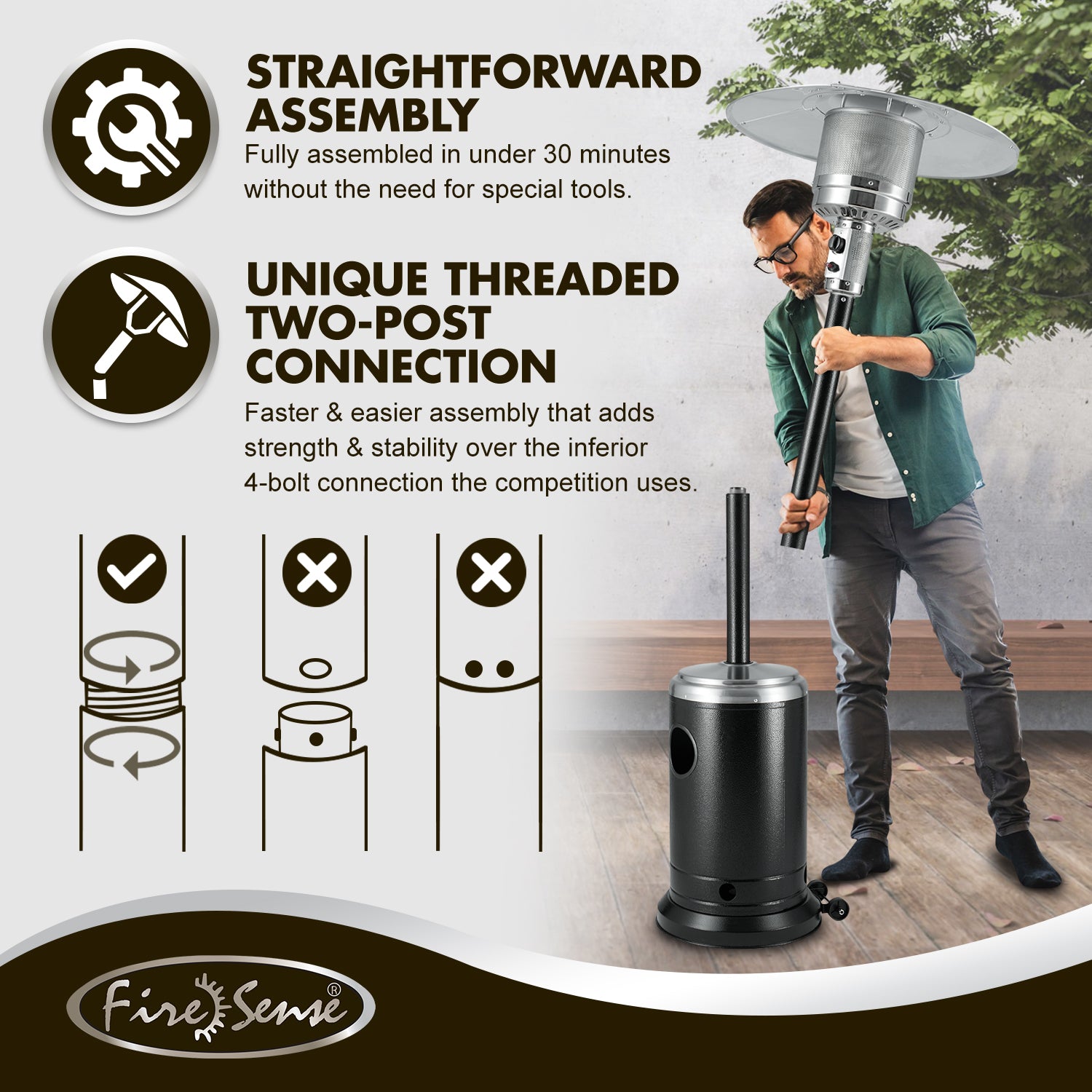 Onyx and Stainless Steel Finish Patio Heater | 63009