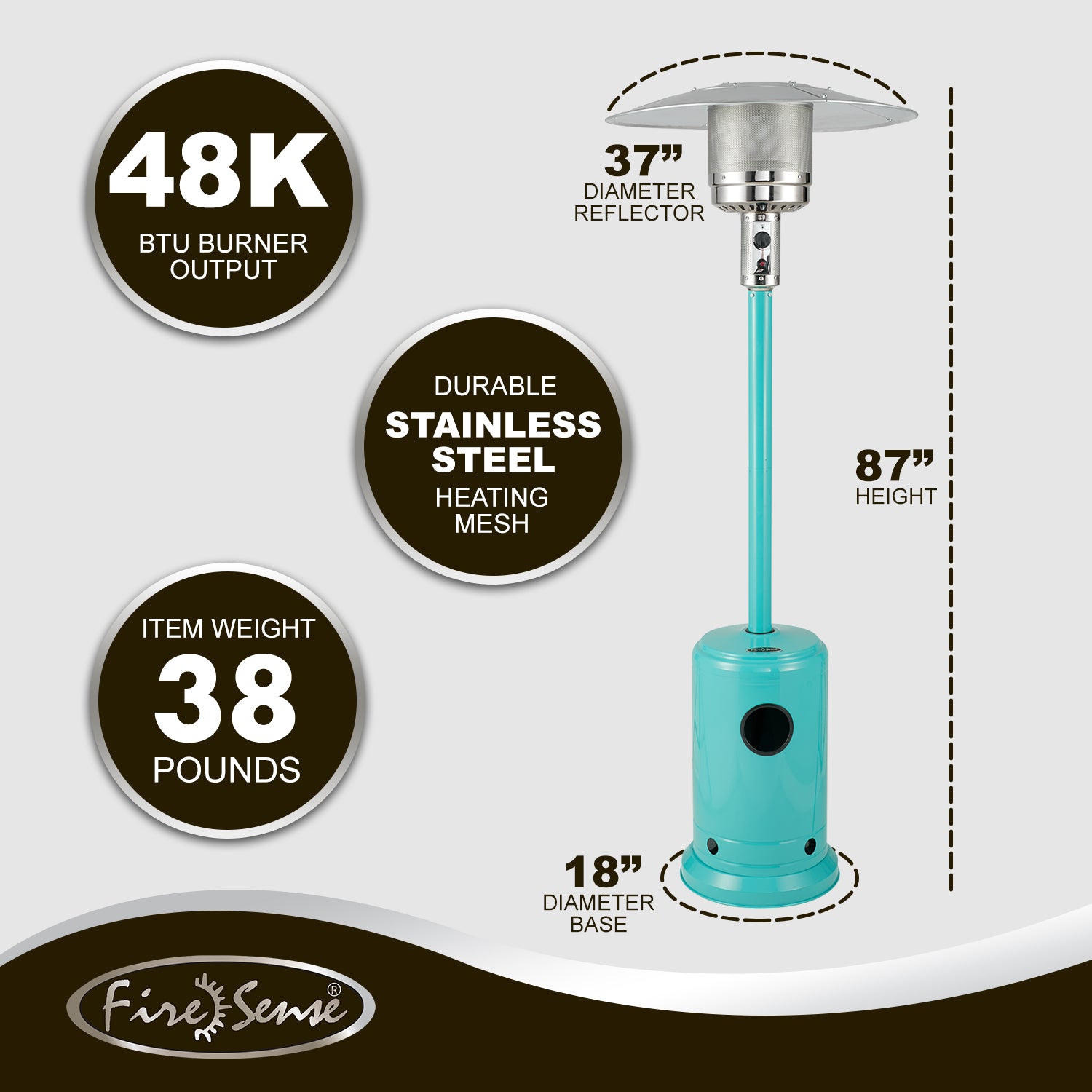 Aqua Blue Powder Coated Patio Heater | 61130