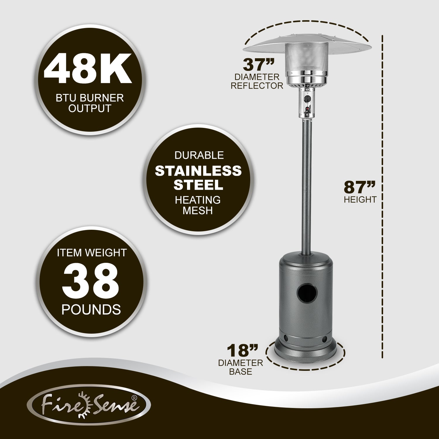Hammered Platinum Commercial Patio Heater | 62555