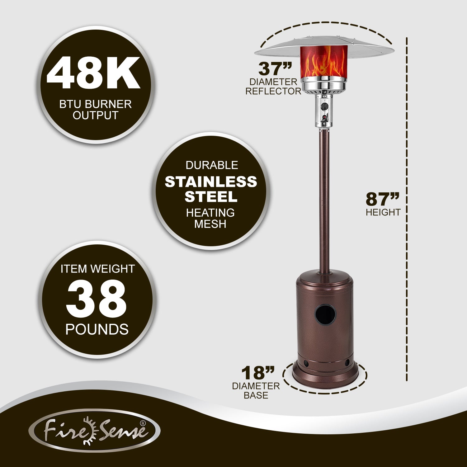 Aged Chestnut Finish Patio Heater | 63008