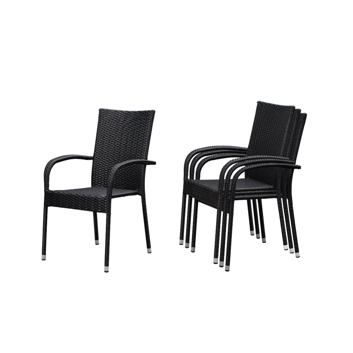 Morgan Outdoor Wicker Chair - Black - Set of 4 | 63166