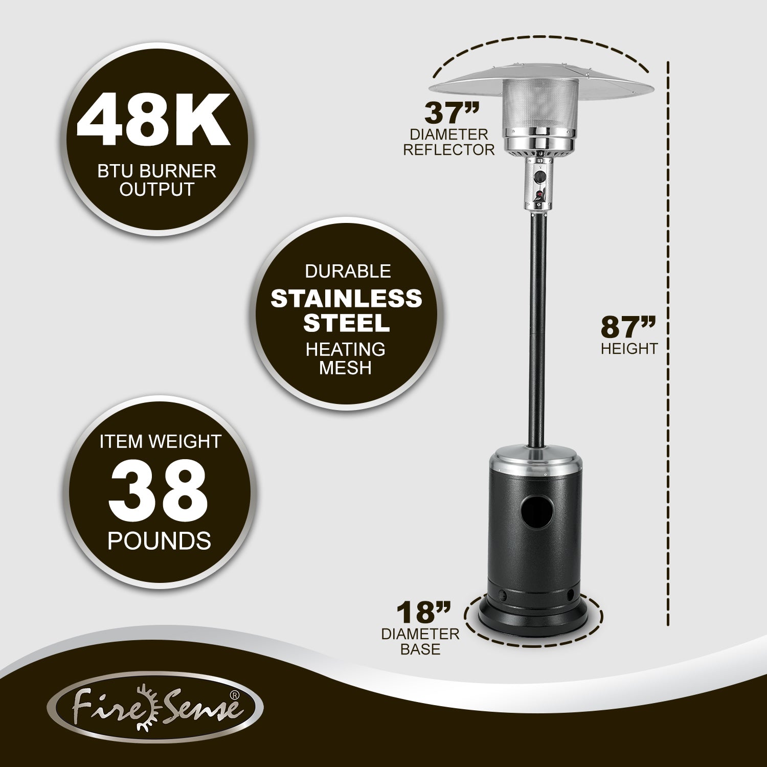 Onyx and Stainless Steel Finish Patio Heater | 63009