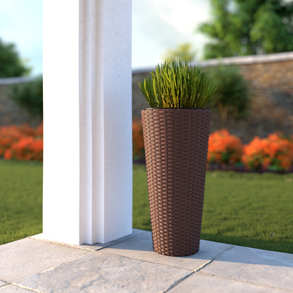 Noah Round Wicker Planter 2-piece Set in Mocha | 63543