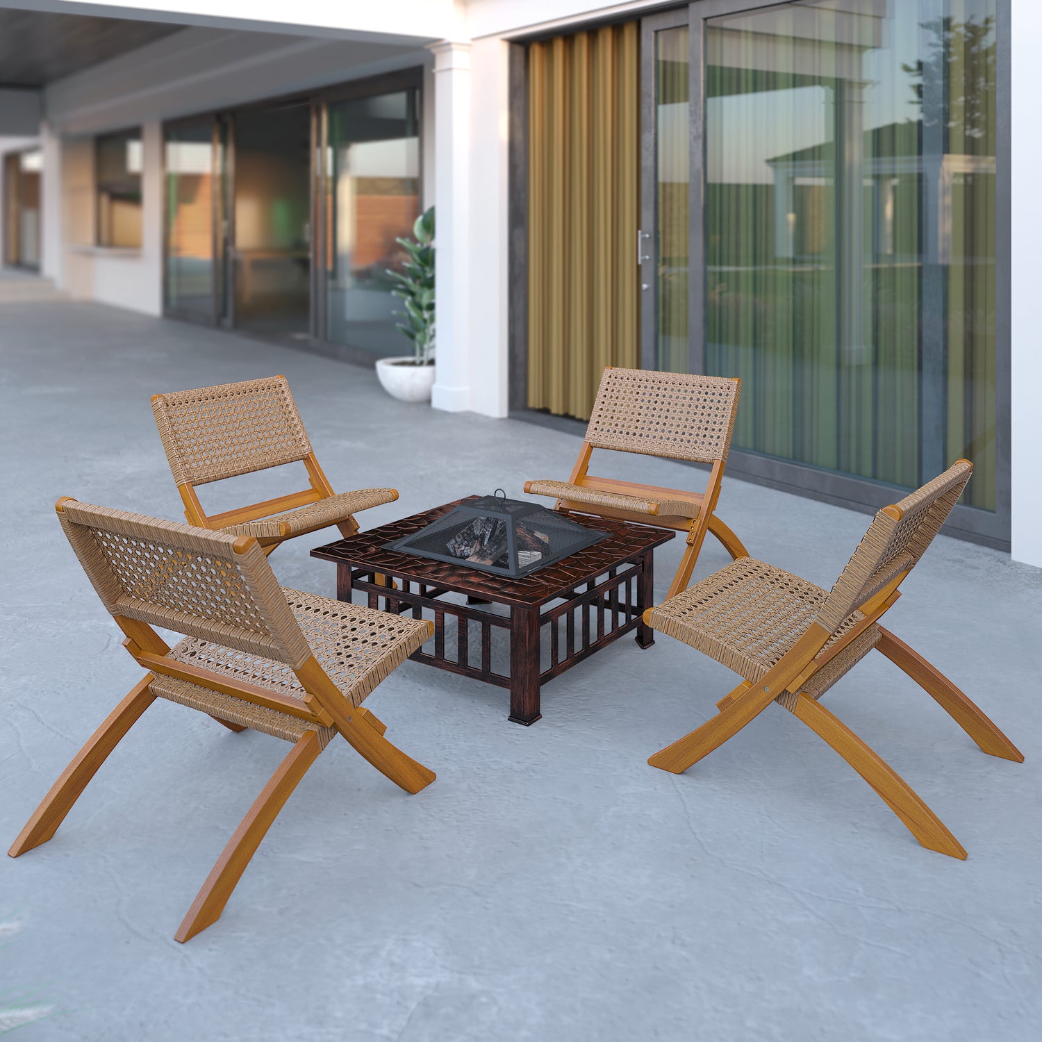 Sava Indoor-Outdoor Folding Chair in Tan Wicker | 64159