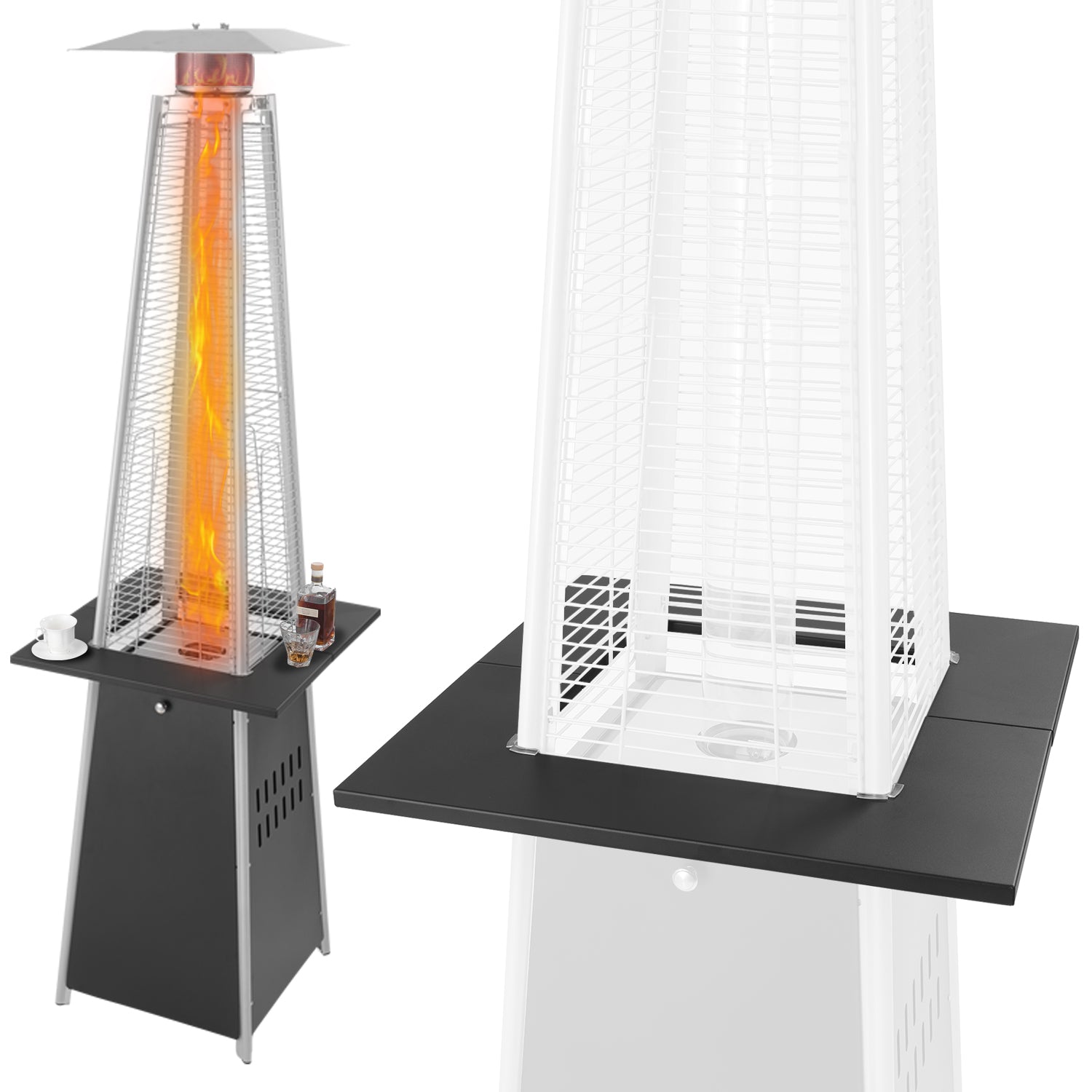 Pyramid Flame Patio Heater Accessory Table - Black