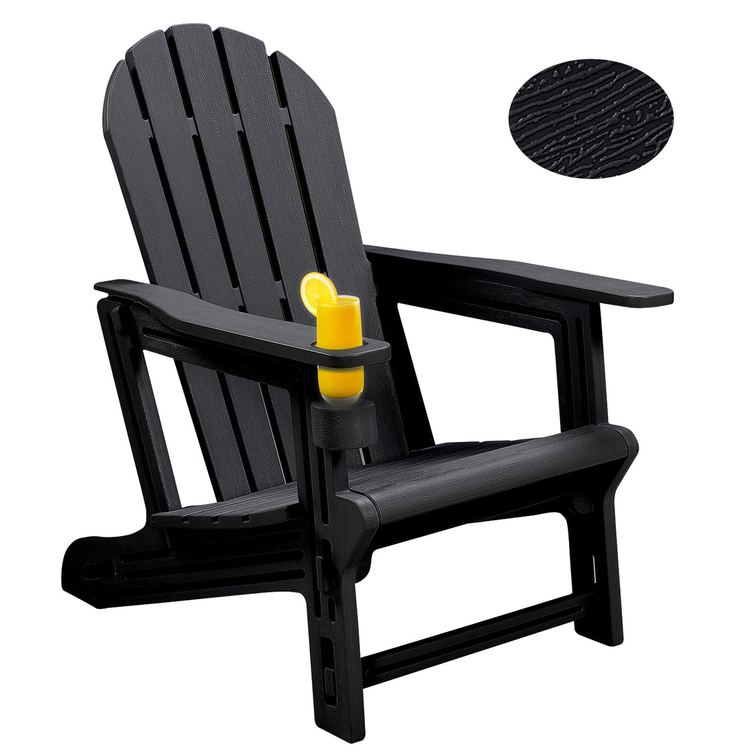 Adirondack Chair - HDPE Weather Resistant, No Tools and Hardware Required 5-Minute Assembly, Patio, Firepit or Lawn Chairs, Black