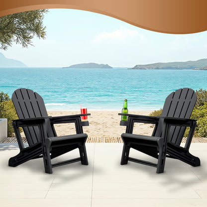 Adirondack Chair - HDPE Weather Resistant, No Tools and Hardware Required 5-Minute Assembly, Patio, Firepit or Lawn Chairs, Black