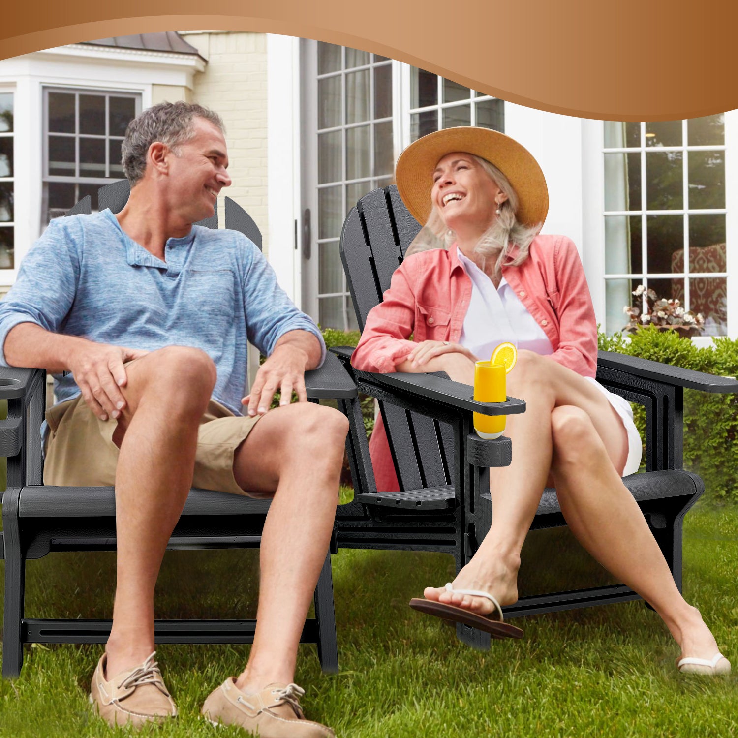 Adirondack Chair - HDPE Weather Resistant, No Tools and Hardware Required 5-Minute Assembly, Patio, Firepit or Lawn Chairs, Black