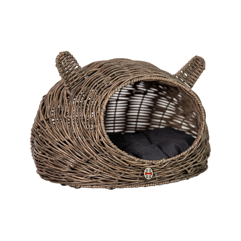 Huntley Pet Wicker Cat Shaped Play House Pet Bed with Cushion | 02216