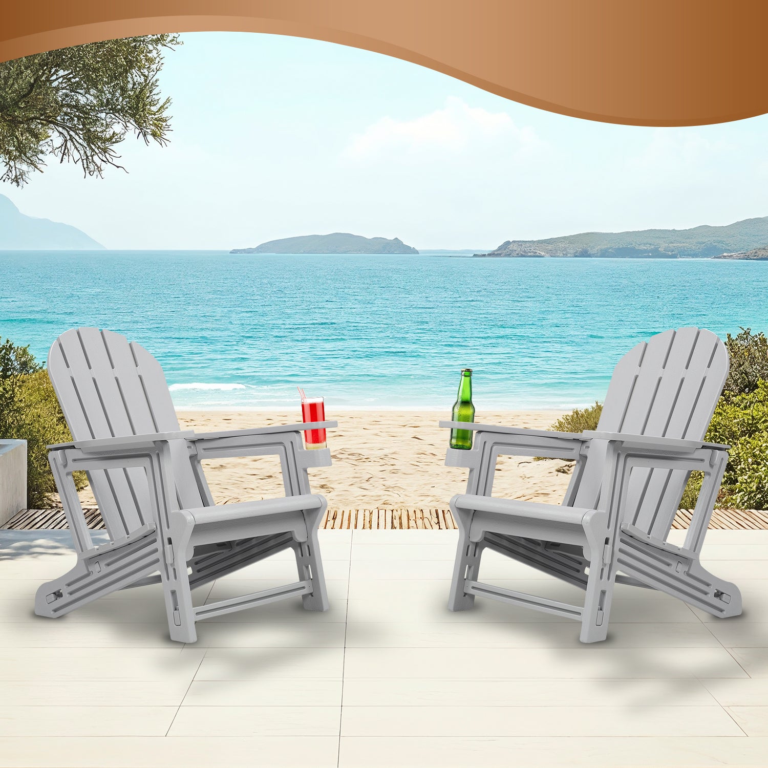 Adirondack Chair - HDPE Weather Resistant, No Tools and Hardware Required 5-Minute Assembly, Patio, Firepit or Lawn Chairs, Gray