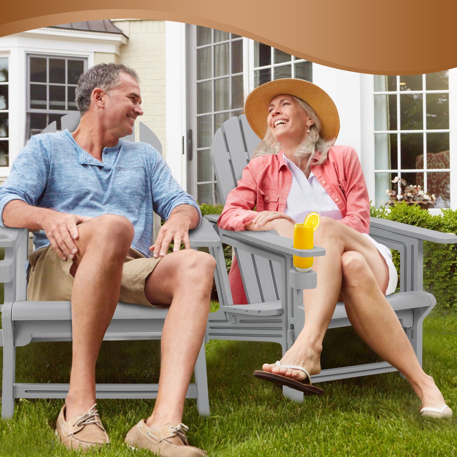 Adirondack Chair - HDPE Weather Resistant, No Tools and Hardware Required 5-Minute Assembly, Patio, Firepit or Lawn Chairs, Gray