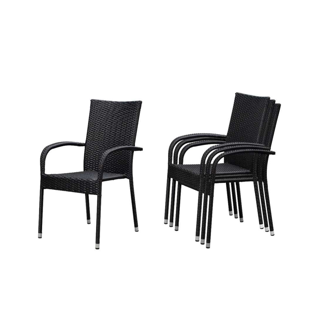 Morgan Outdoor Wicker Chair - Black - Set of 4 | 63166