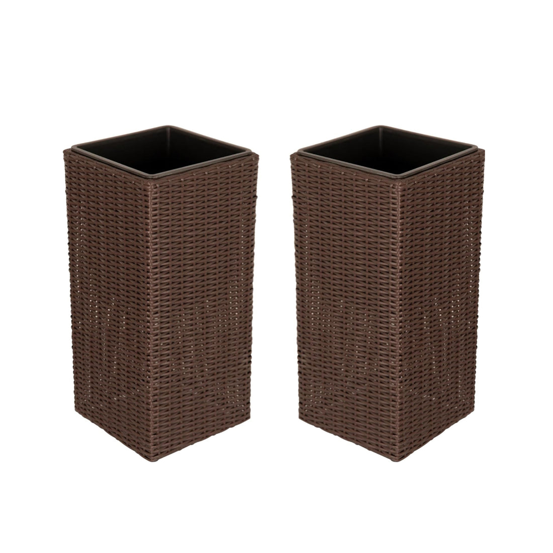 Sierra Square Wicker Planter 2-piece Set in Brown | 66617