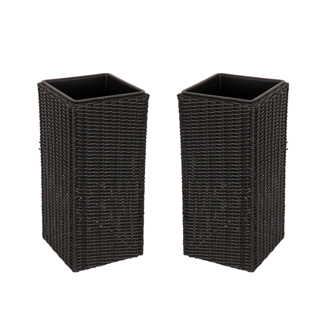 Sierra Square Wicker Planter 2-piece Set in Black | 66618