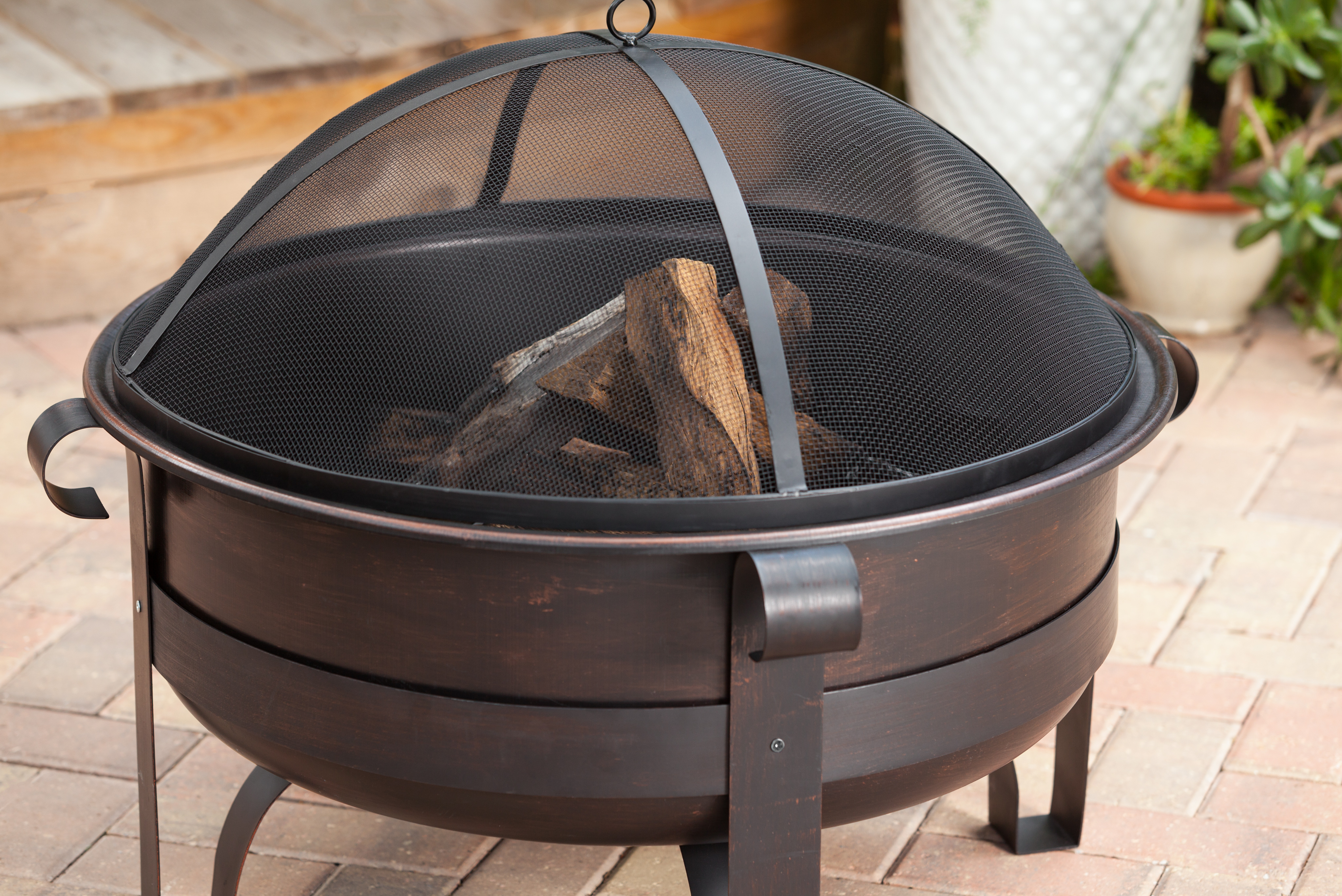 Cornell Wood Burning Fire Pit Well, Red Ember Brockton Steel Cauldron Fire Pit
