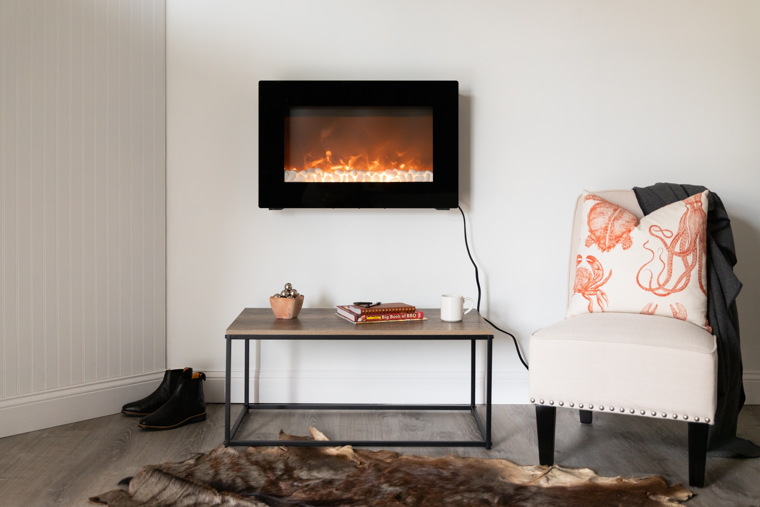 Black Wall Mounted Electric Fireplace | Well Traveled Living