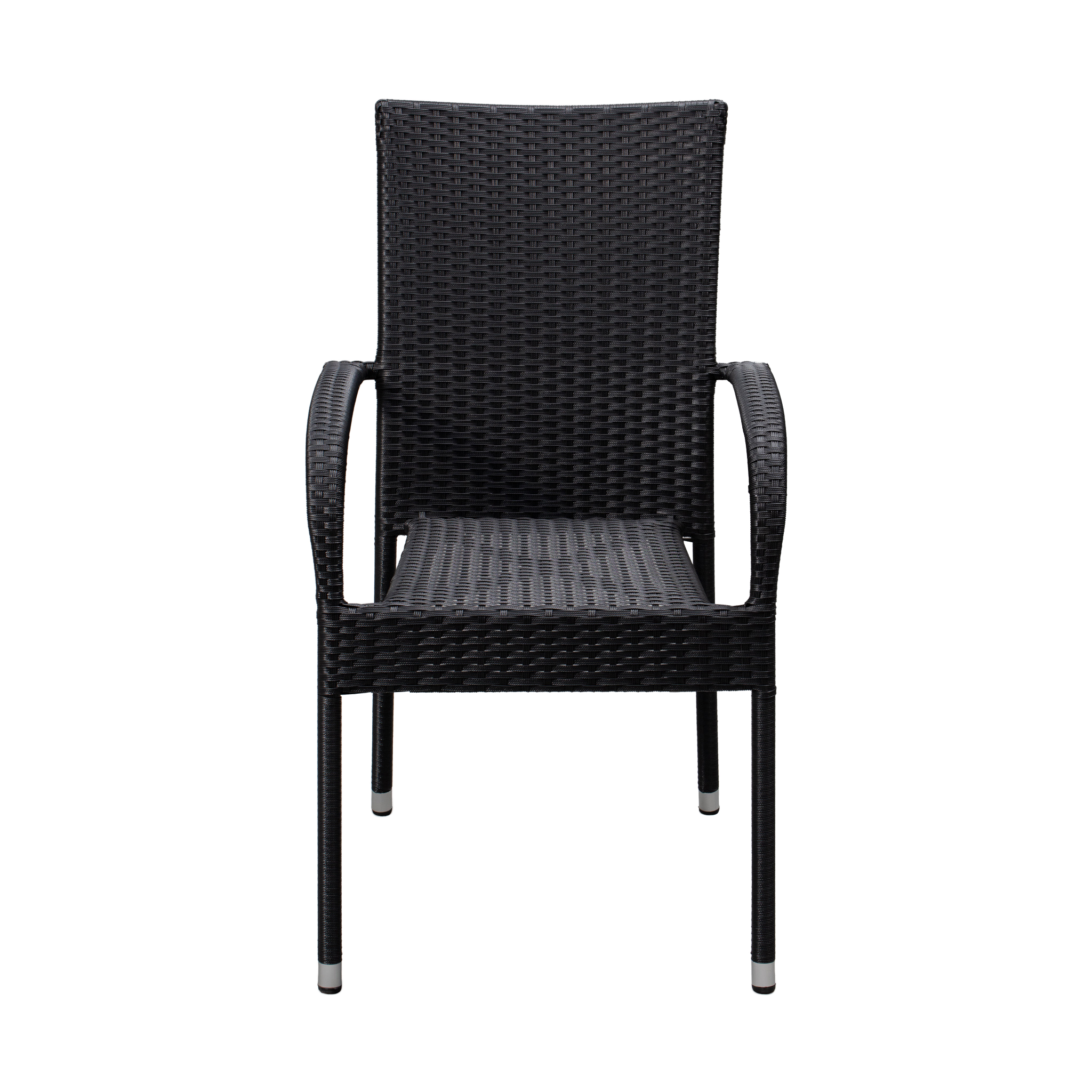 Outdoor Wicker Chair Black Set of 4 Well